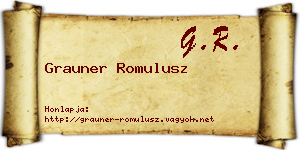 Grauner Romulusz névjegykártya